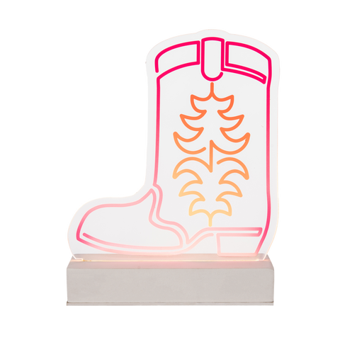 Cowgirl Boot Acrylic Light Up Decor Acrylic Multicolored