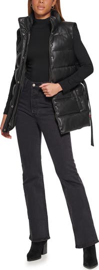 Levi's☆Belted Water Resistant Faux Leather Puffer Vest Levi's Belted Faux Leather Puffer Vest | Bloomingdale's