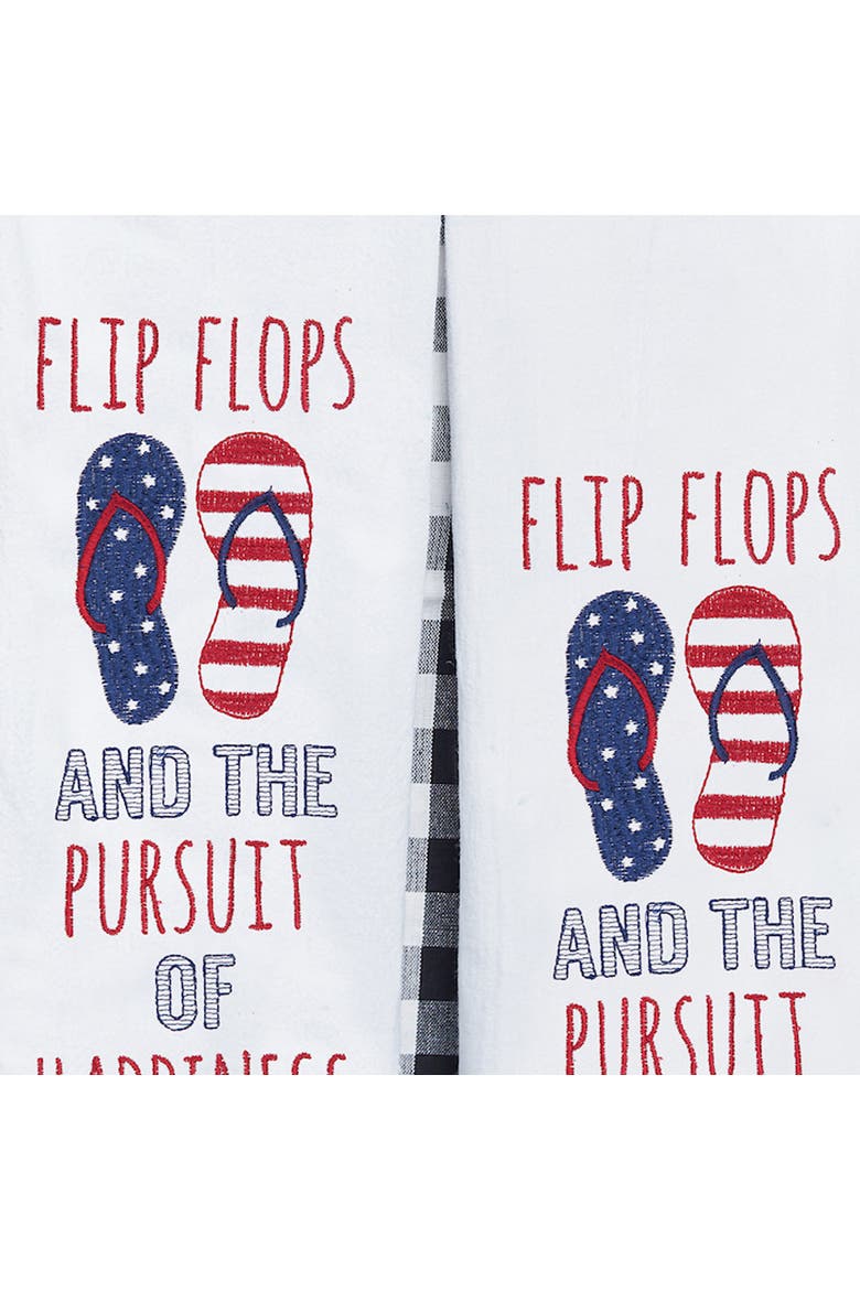 Flip Flops & The Pursuit Of Happiness Flour Sack Cotton Kitchen Towel, Alternate, color, White