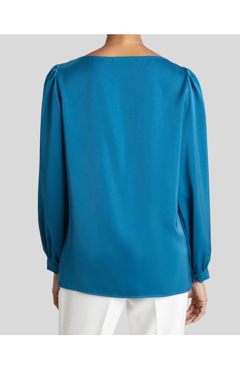 Santorelli BOHME Long Sleeve Ocean Blue Satin Blouse, Alternate, color, 