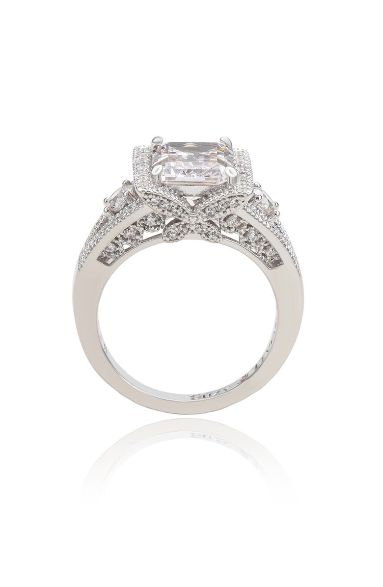 SUZY LEVIAN Asscher Cubic Zirconia Engagement Ring, Alternate, color, White