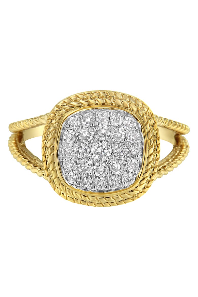10K Yellow Gold Plated Silver 1/2 Ctw Diamond Cushion Split Shank Cocktail Ring, Alternate, color, Yellow Gold over Silver
