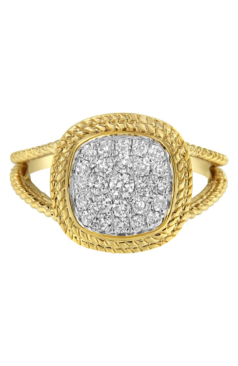 Haus of Brilliance 10K Yellow Gold Plated Silver 1/2 Ctw Diamond Cushion Split Shank Cocktail Ring, Alternate, color, Yellow Gold Over Silver