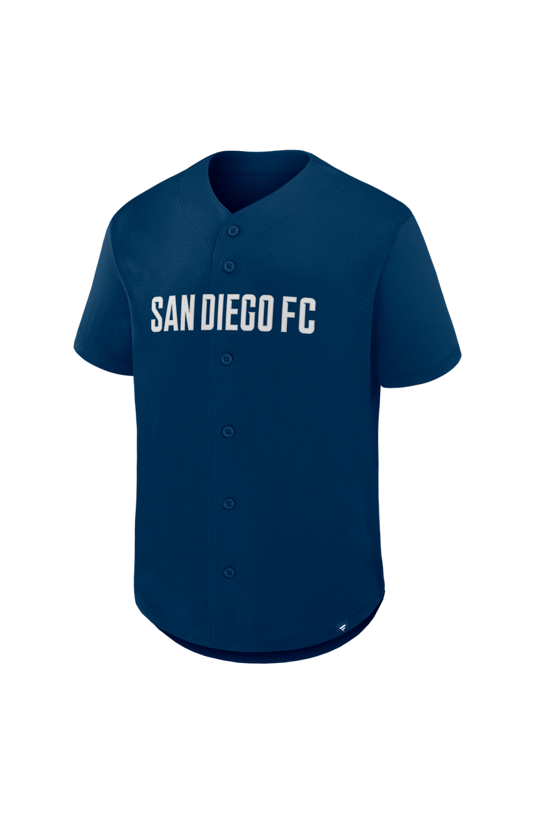 Men's Fanatics Navy San Diego FC Maximum Intensity Button-Up Jersey, Alternate, color, Navy