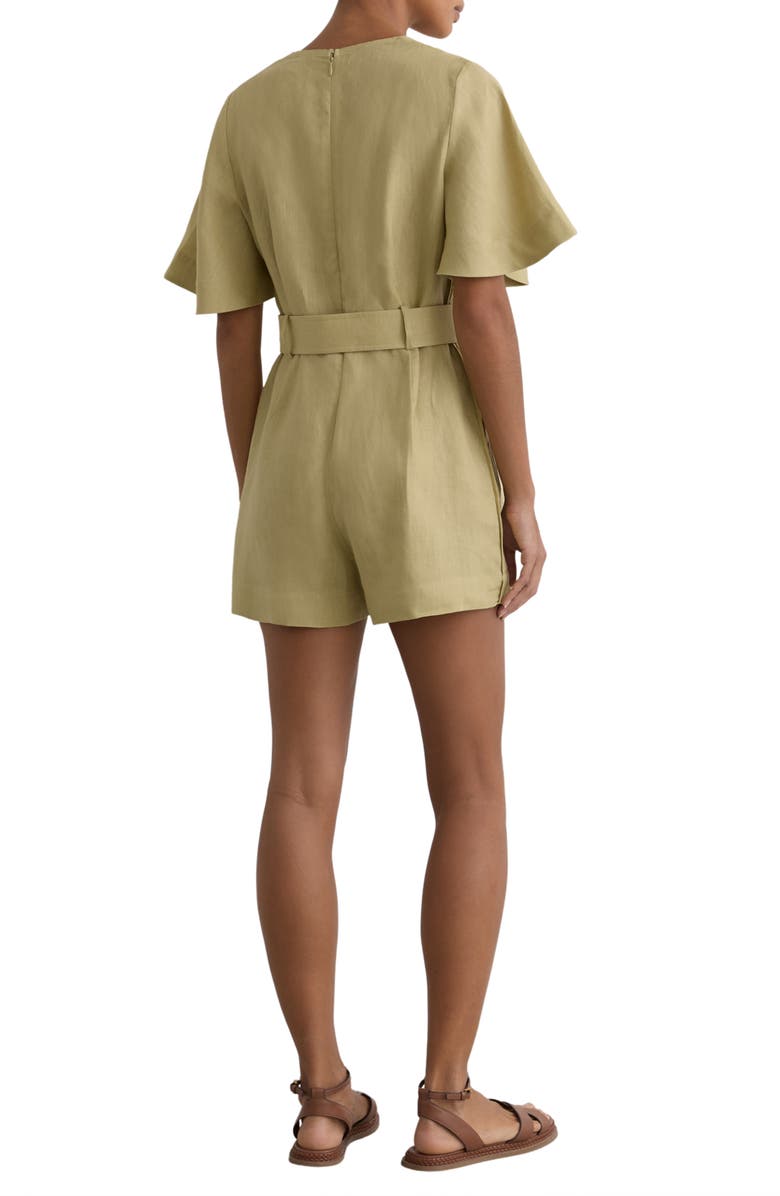 Reiss Sansi Linen Romper, Alternate, color, Green