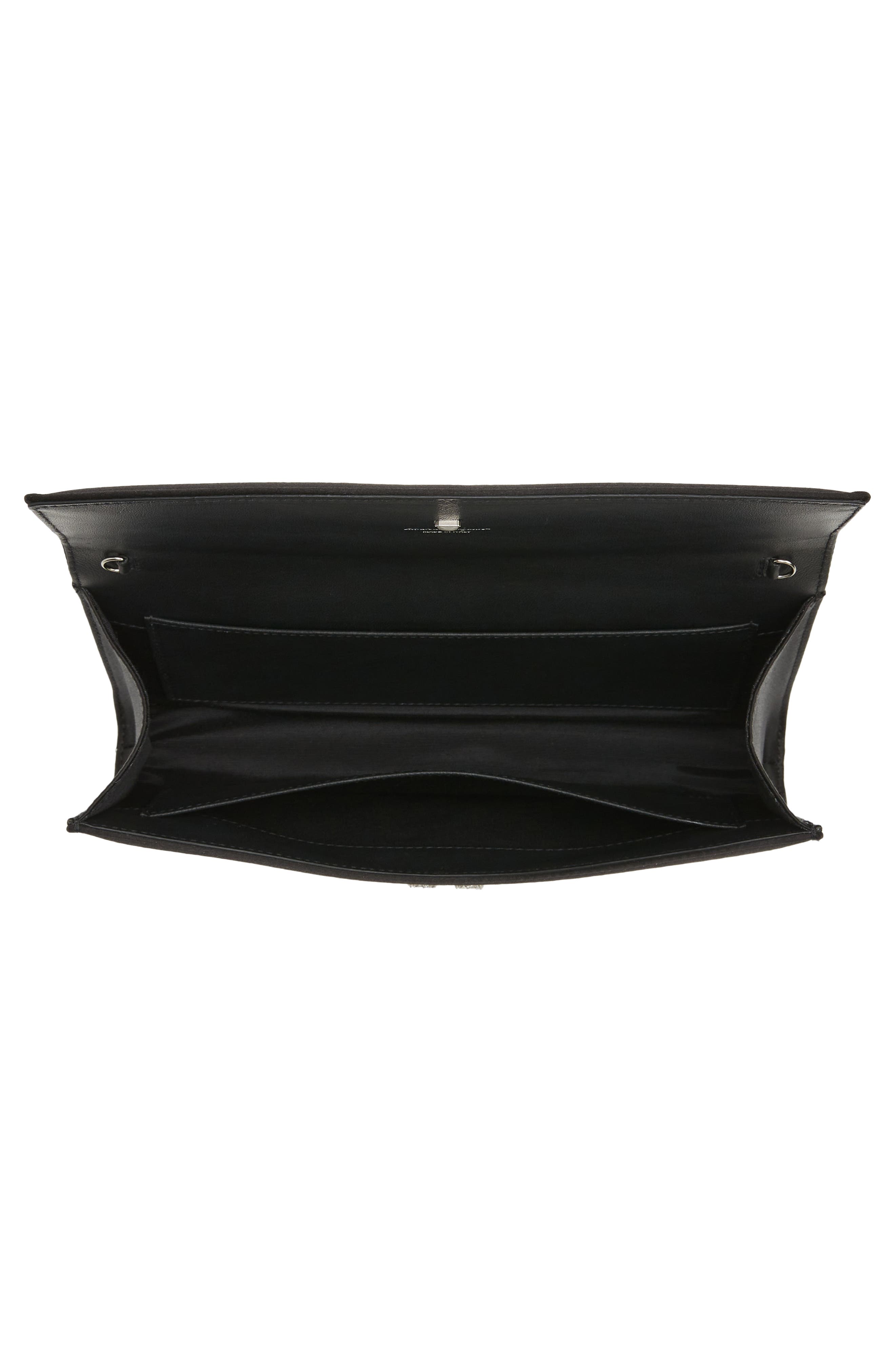 FERRAGAMO Crystal Embellished Gancio Clip Satin Clutch, Alternate, color, 