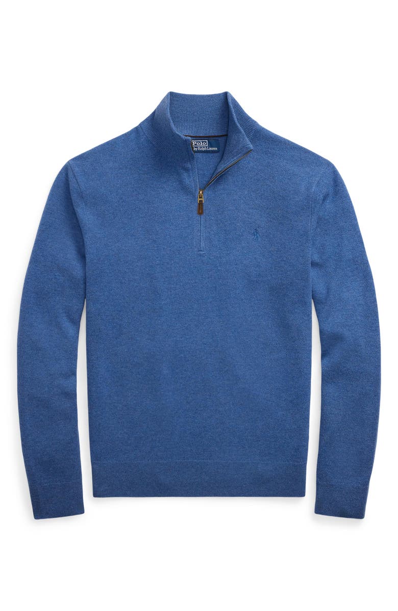 Polo Ralph Lauren Regular Fit Wool Quarter Zip Sweater, Alternate, color, Tide Pool Blue Heather