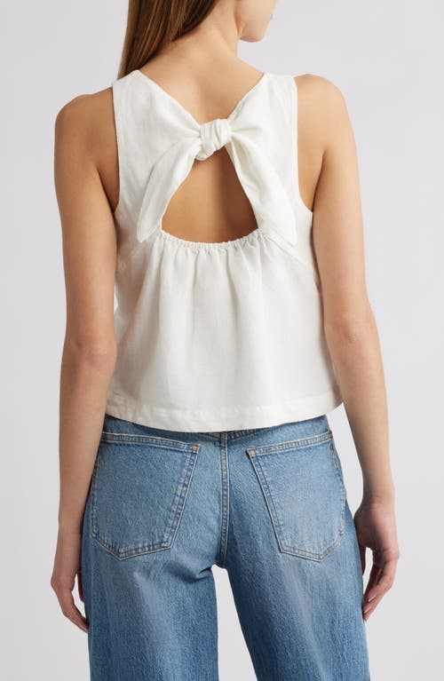 French Connection Birdie Tie Back Cutout Linen Blend Tank In 10-summer White