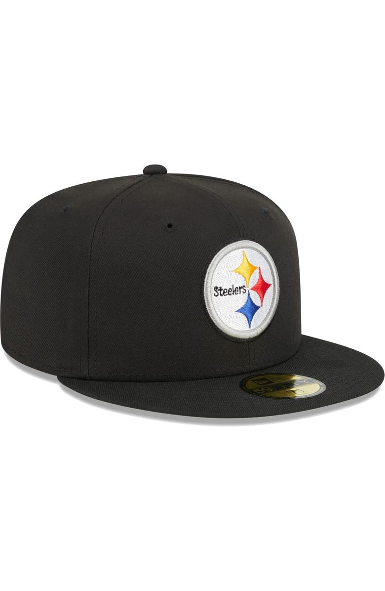 New Era Men's New Era Black Pittsburgh Steelers Main 59FIFTY Fitted Hat, Alternate, color, Black