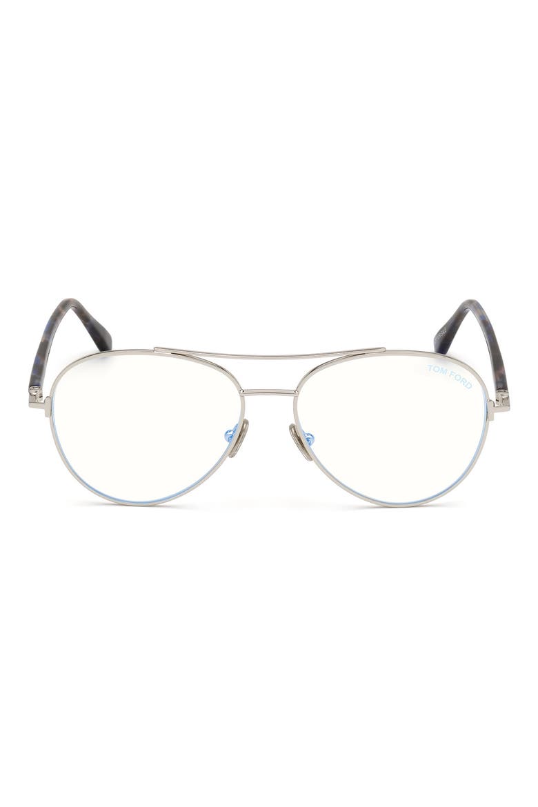55mm Blue Light Blocking Glasses, Main, color, SHINY PALLADIUM/ BLUE HAVANA