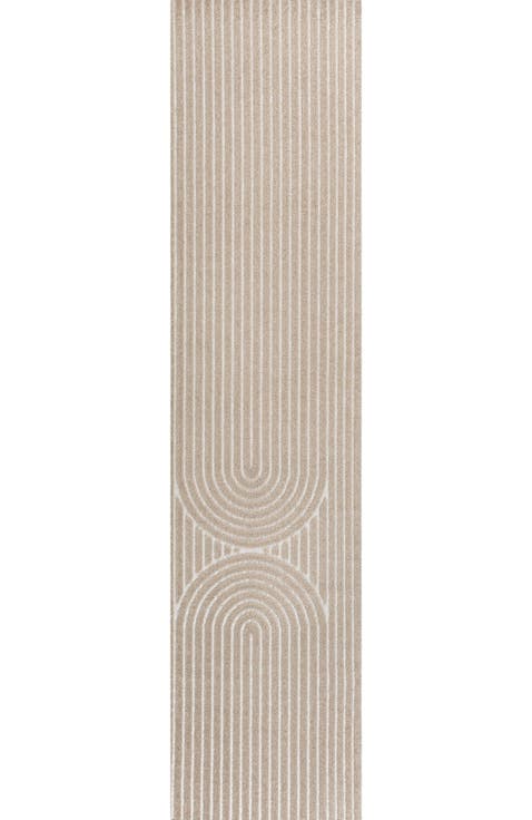 Sofia High-Low MidCentury Modern Arch Stripe Two-Tone Indoor/Outdoor Area Rug