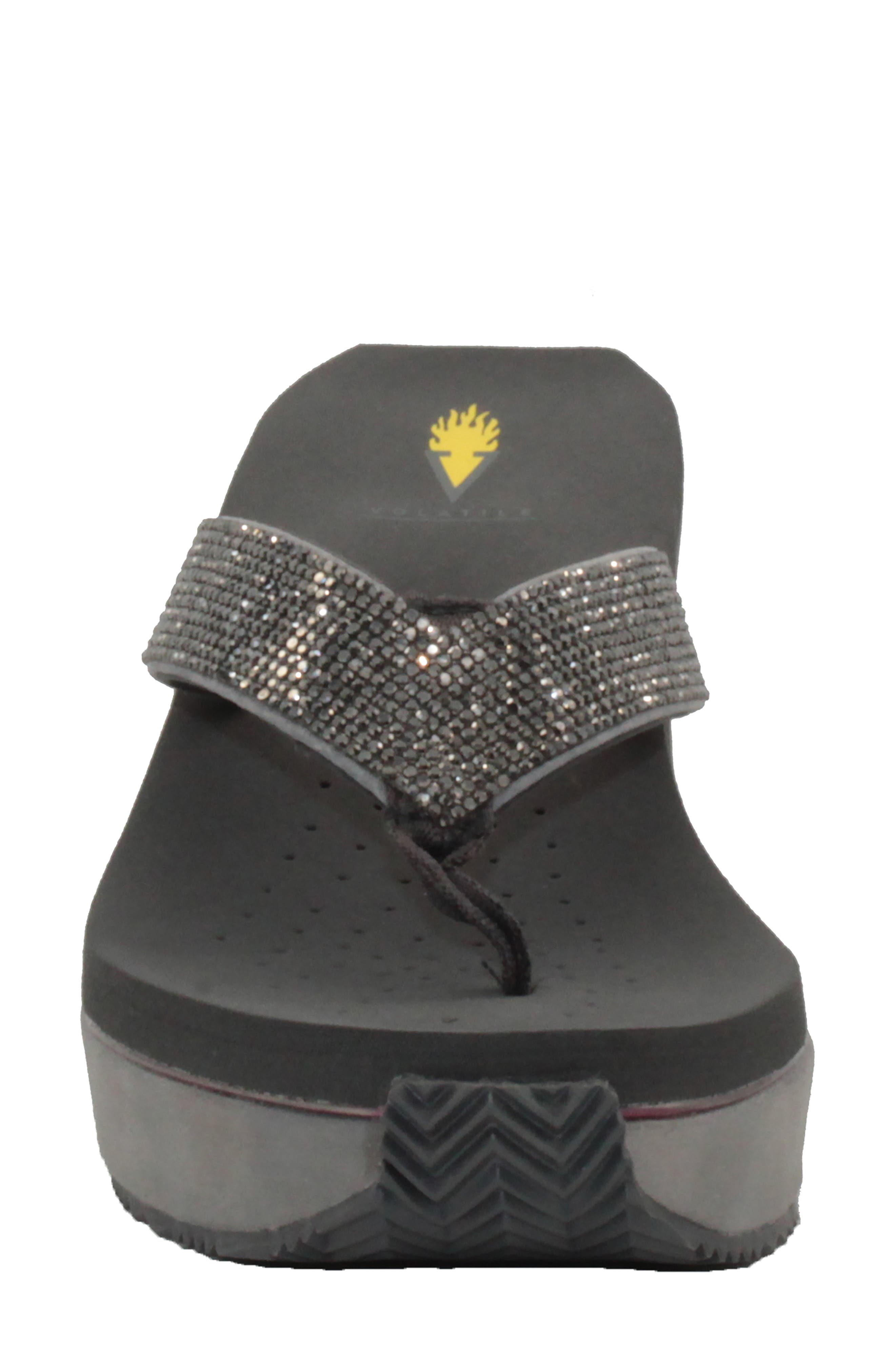 Glimpse Wedge Flip Flop, Alternate, color, GREY WITH RHINESTONES