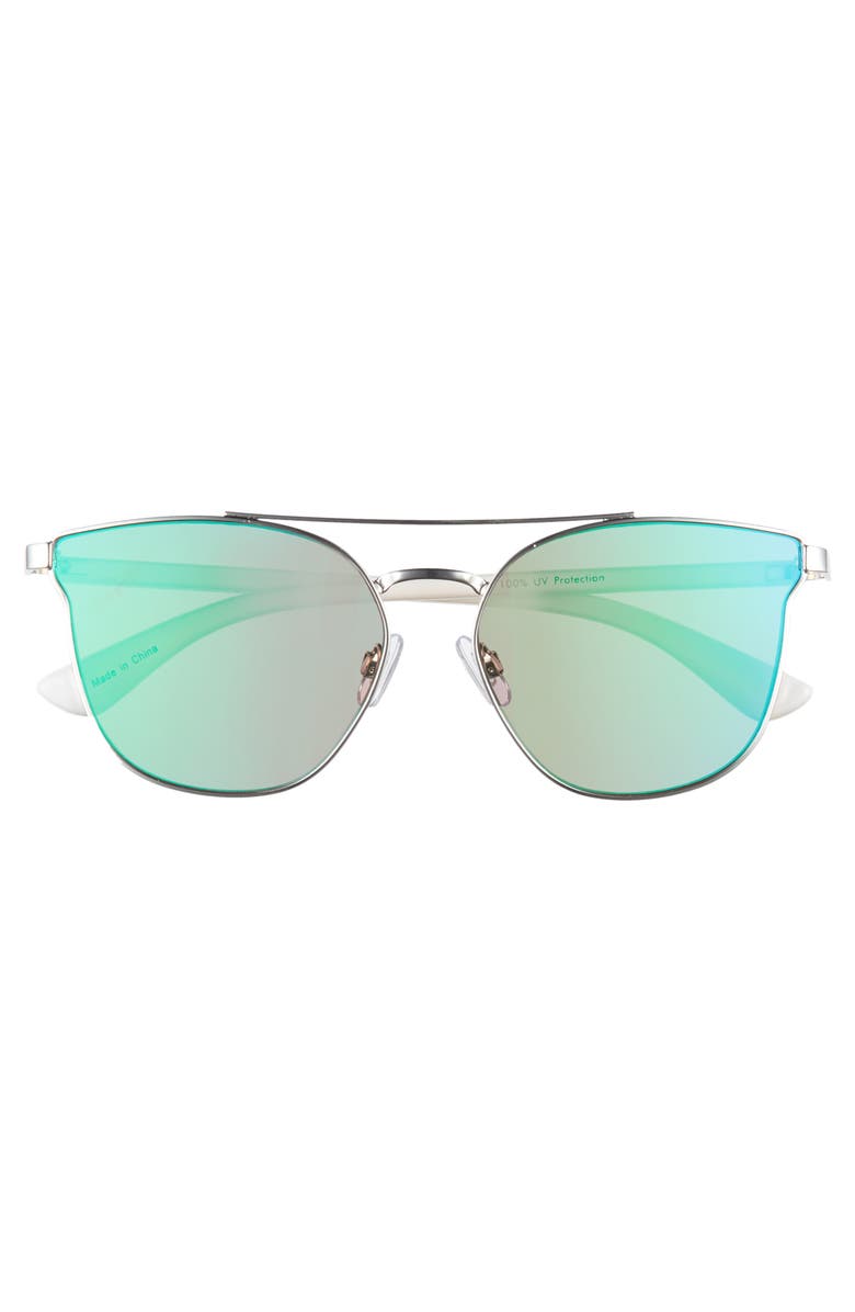 BP. 56mm Flat Mirrored Aviator Sunglasses, Alternate, color, 