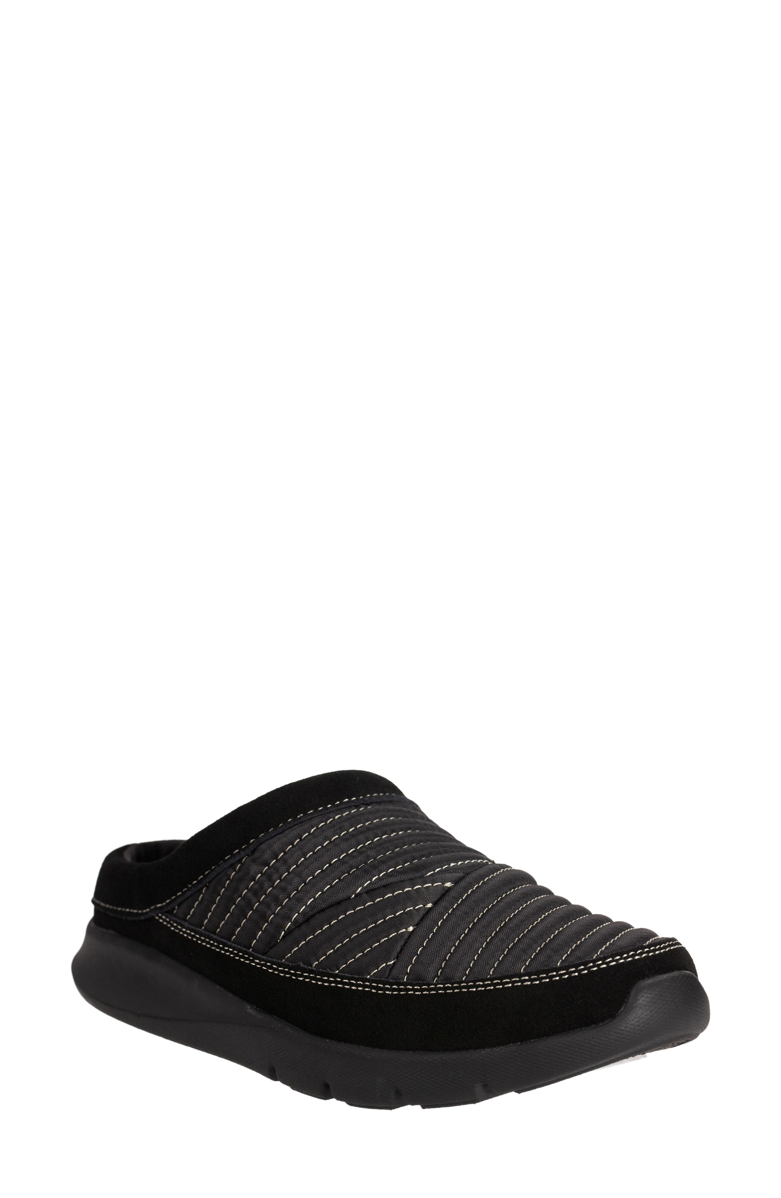 Basin Quilted Leather Clog, Main, color, BLACK