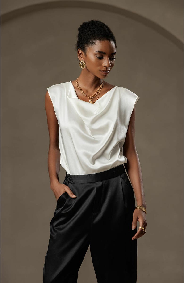 SILKSILKY 19Momme Silk Fashionable Suit Carrot Pants, Alternate, color, 