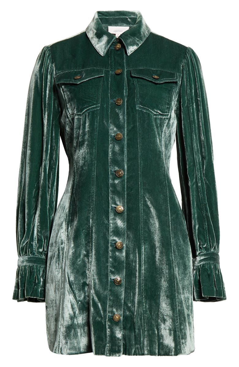 Cinq à Sept Dillon Long Sleeve Velvet Shirtdress, Alternate, color, 