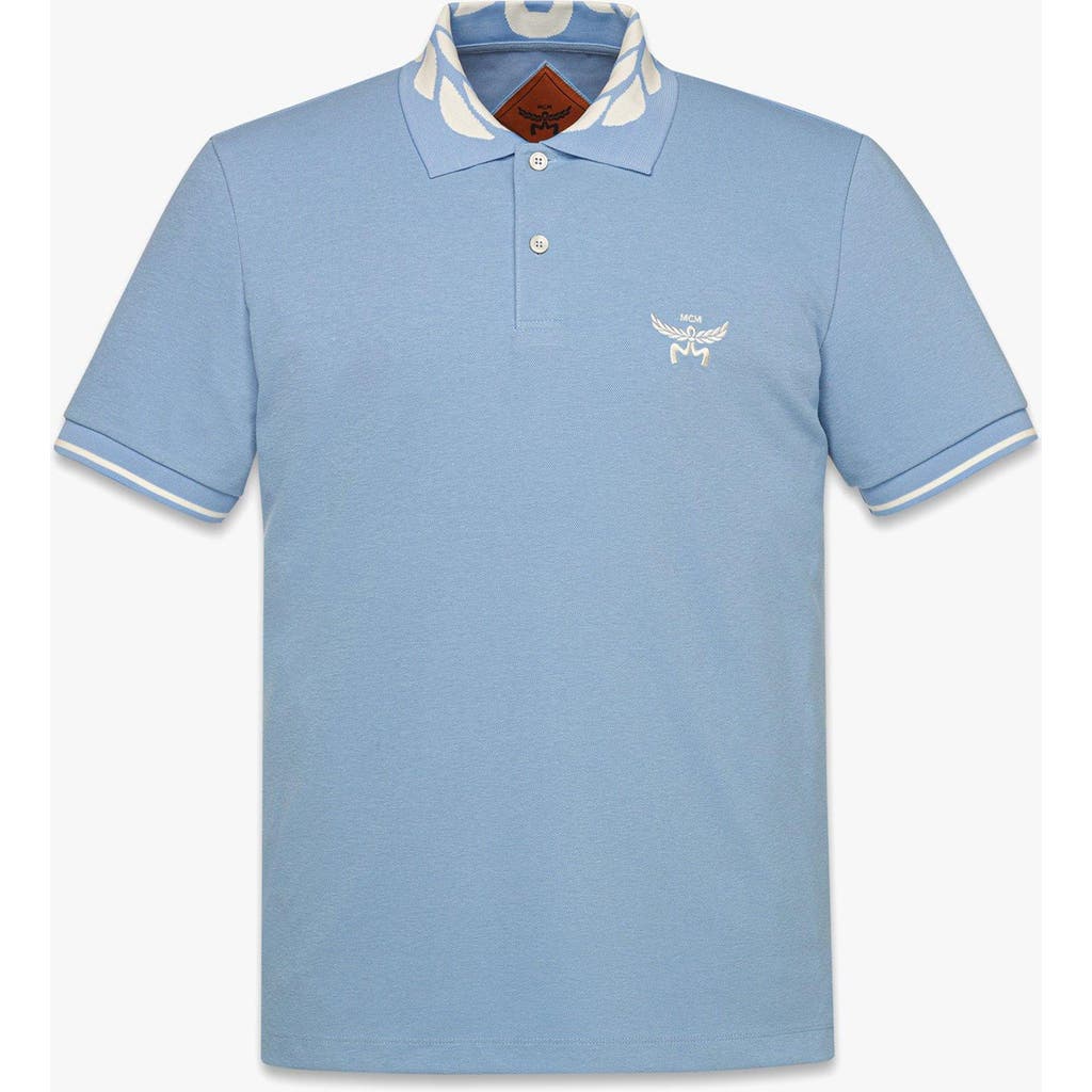 Mcm Laurel Piqué Polo In Della Robbia Blue
