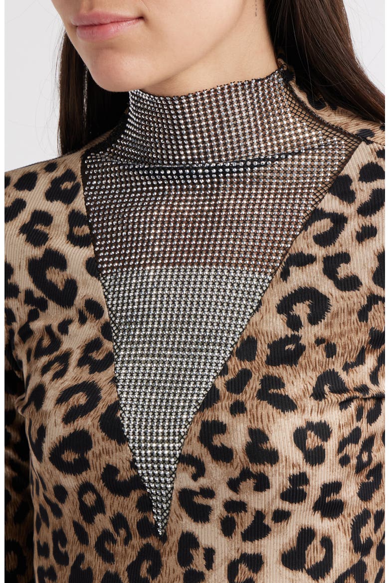 Zoe Embellished Mesh Yoke Top, Alternate, color, LEOPARD