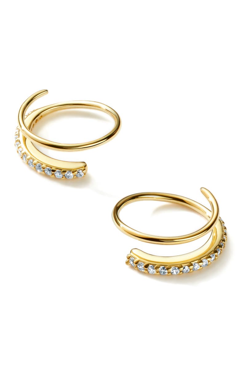 Ana Luisa Double Hoop Earrings - Harley Pave, Alternate, color, Pave Gold