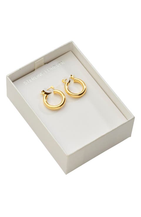 Rhodium Plated Chunky Tube Hoop Earrings
