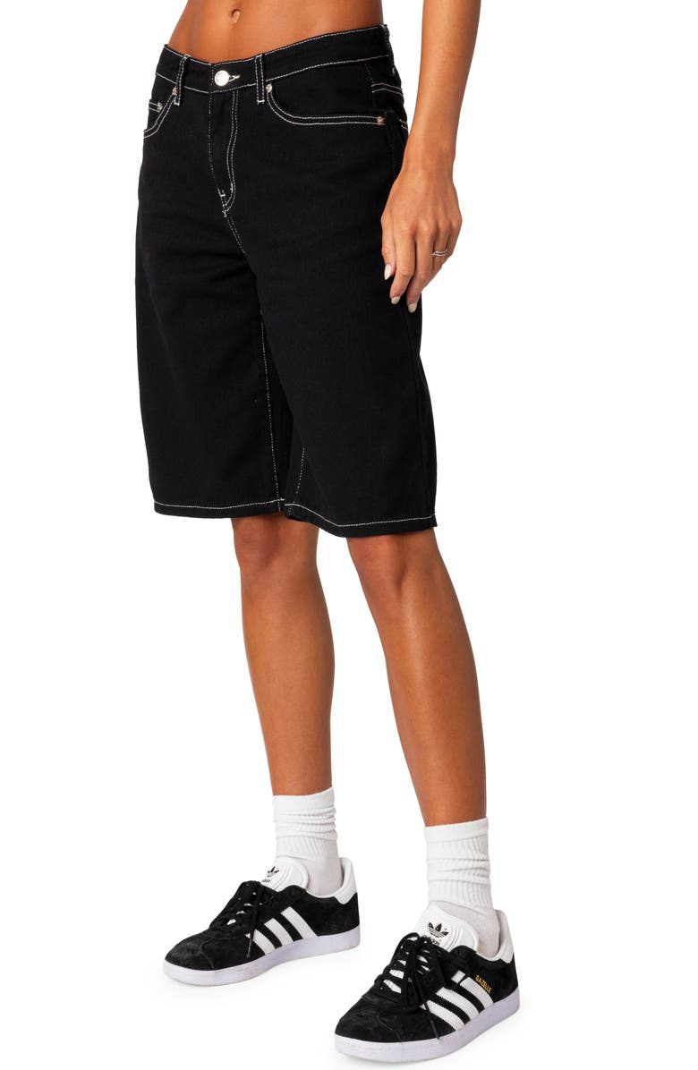 EDIKTED Neva Denim Bermuda Shorts, Alternate, color, 