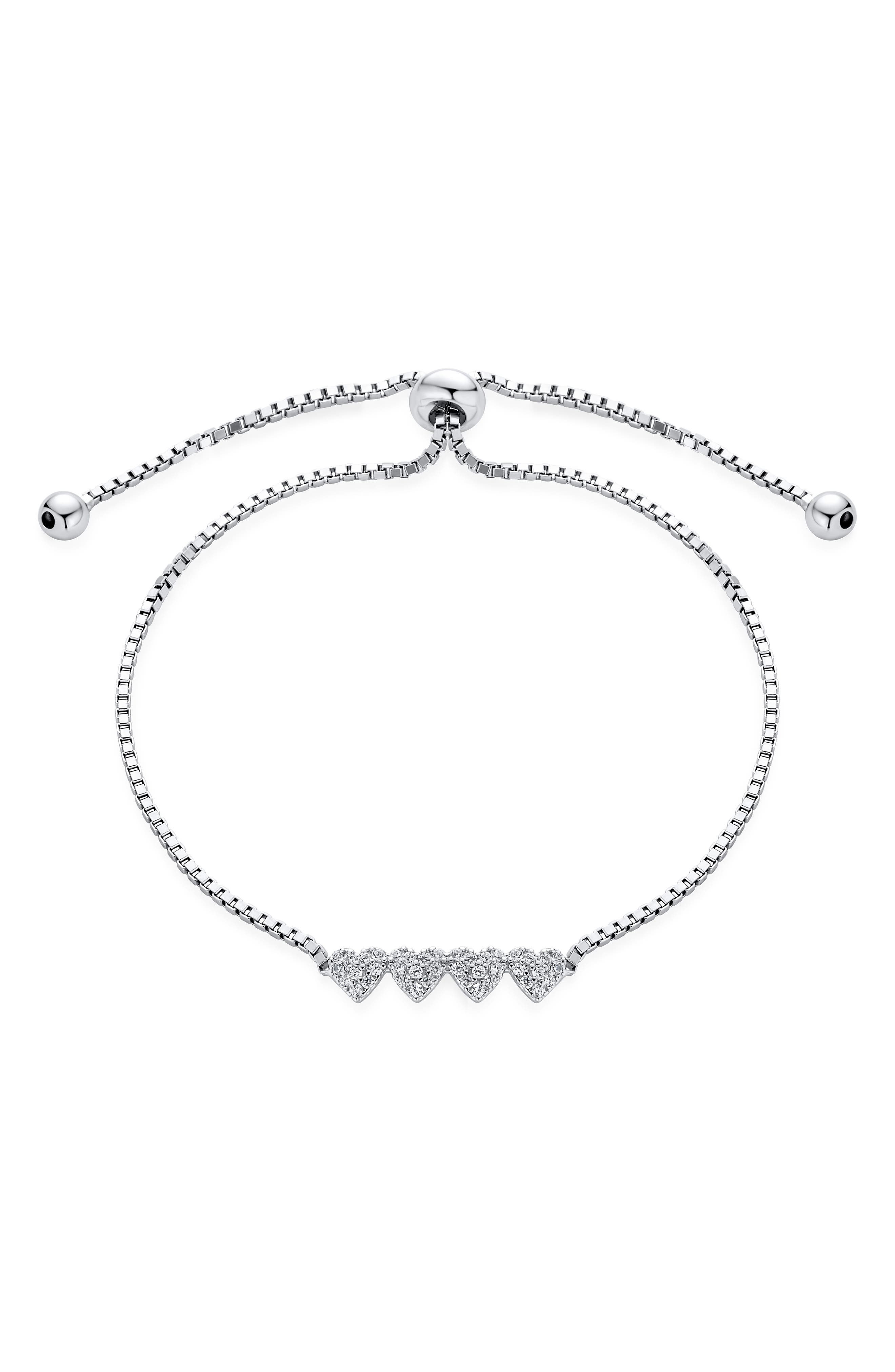 BLING JEWELRY CZ Heart Charm Bolo Bracelet