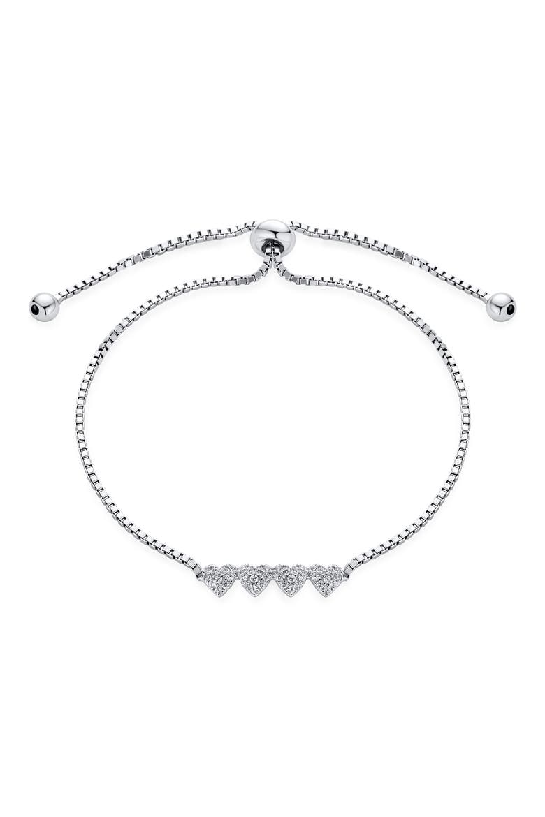 CZ Heart Charm Bolo Bracelet, Main, color, CLEAR