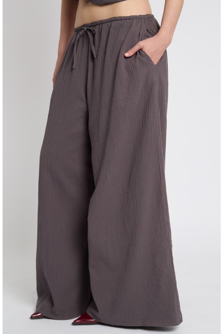 Crinkled Wide Leg Trousers, Alternate, color, GREY