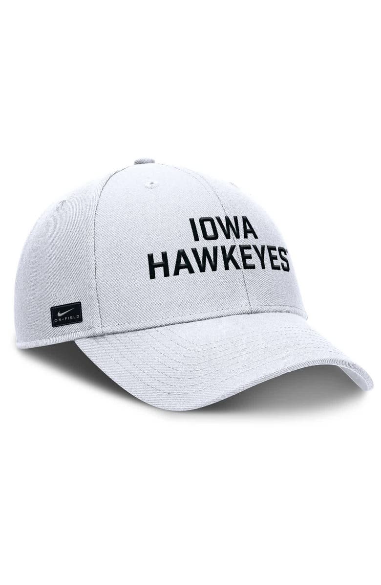 Nike Men's Nike White Iowa Hawkeyes Rise Practice Adjustable Hat, Alternate, color, White