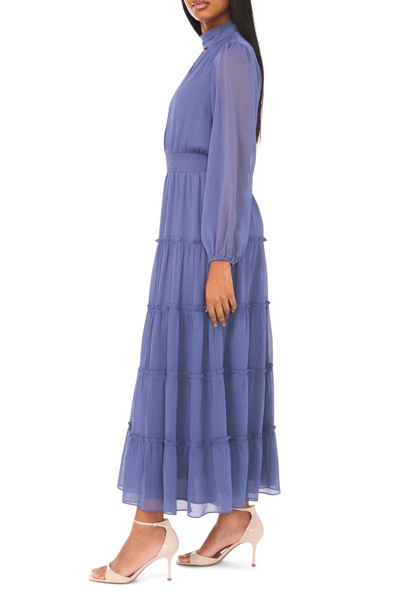 Long Sleeve Tiered Chiffon Maxi Dress, Alternate, color, VINTAGE INDIGO