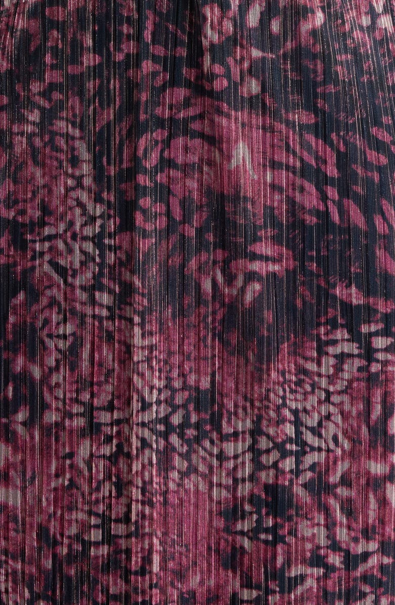 Anne Klein Long Sleeve Twist Front Micropleat Dress, Alternate, color, Lotus Pink Multi