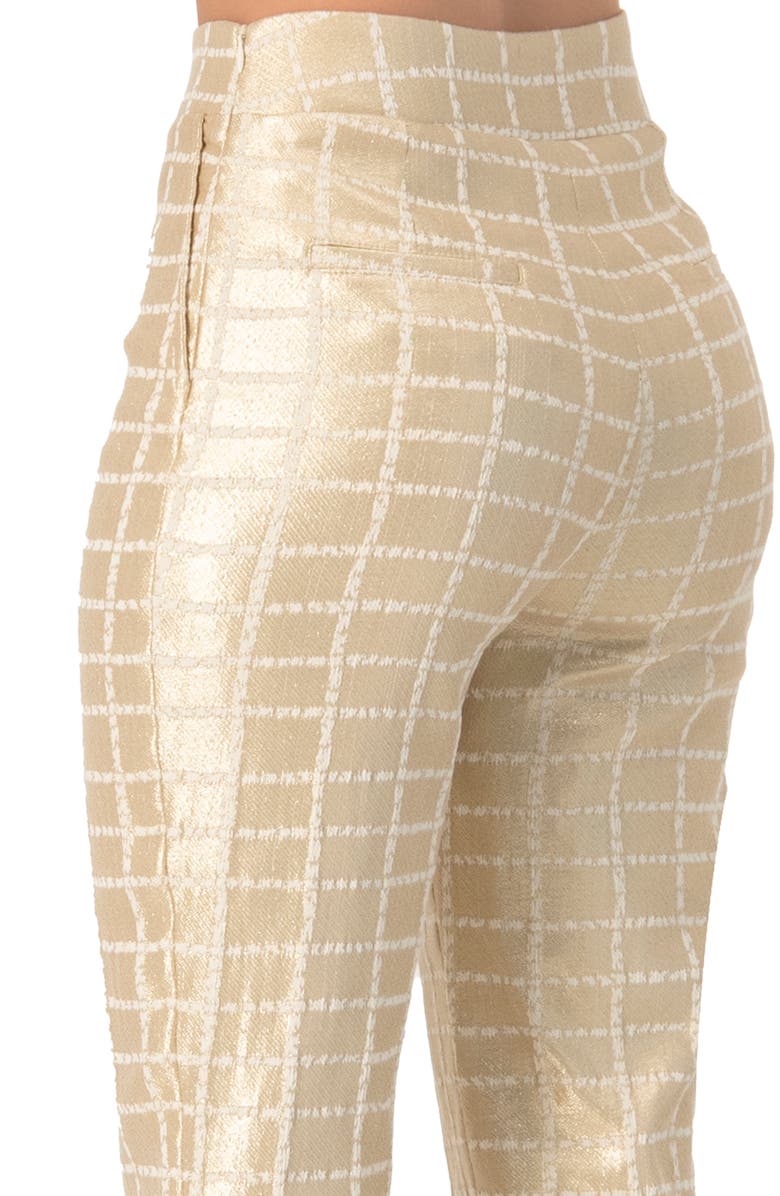 IVONNE High-Waisted Metallic Check Pants, Alternate, color,
