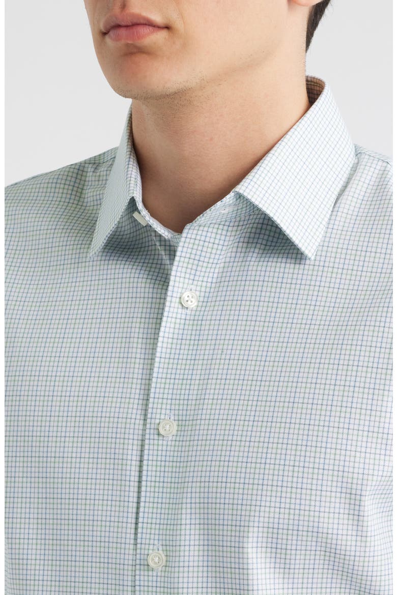 Traditional Fit Plaid Premium Performance Dress Shirt, Alternate, color, BLUE- GREEN NEWPORT PLAID