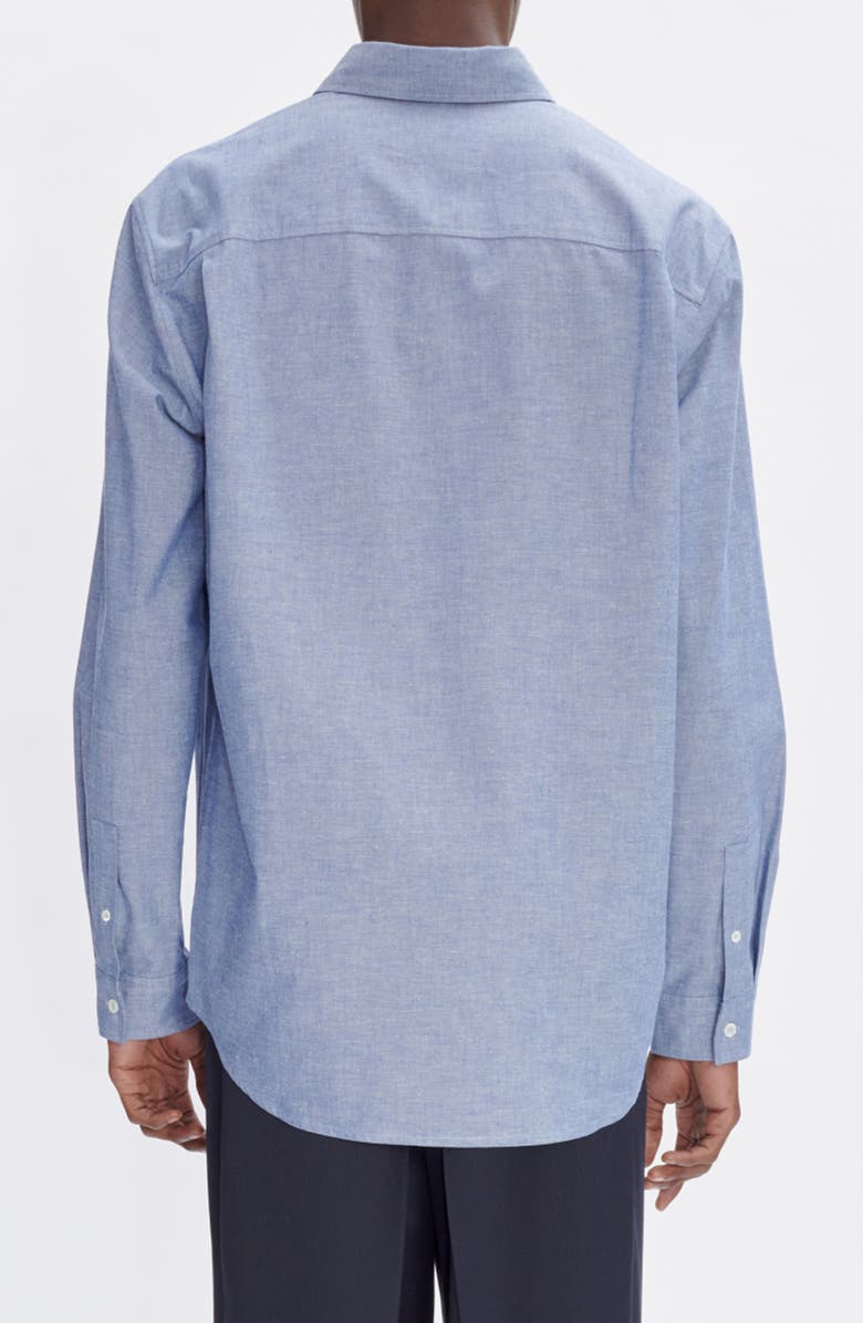 A.P.C. Edouard Brodee Organic Cotton Button-Down Chambray Shirt, Alternate, color, Indigo
