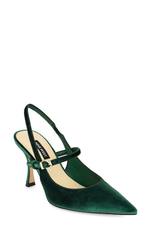 Nine West Amelap Pointed Toe Slingback Pump In Dark Green