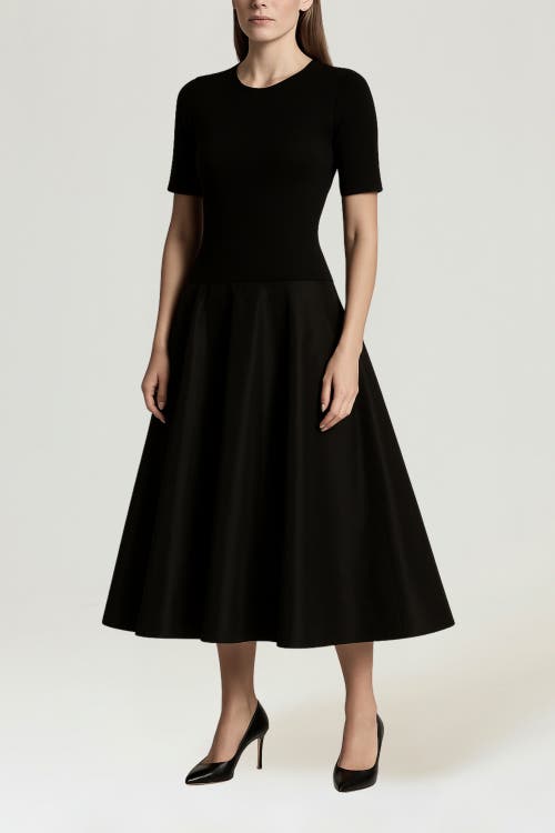 Nocturne Flared Midi Dress In Black