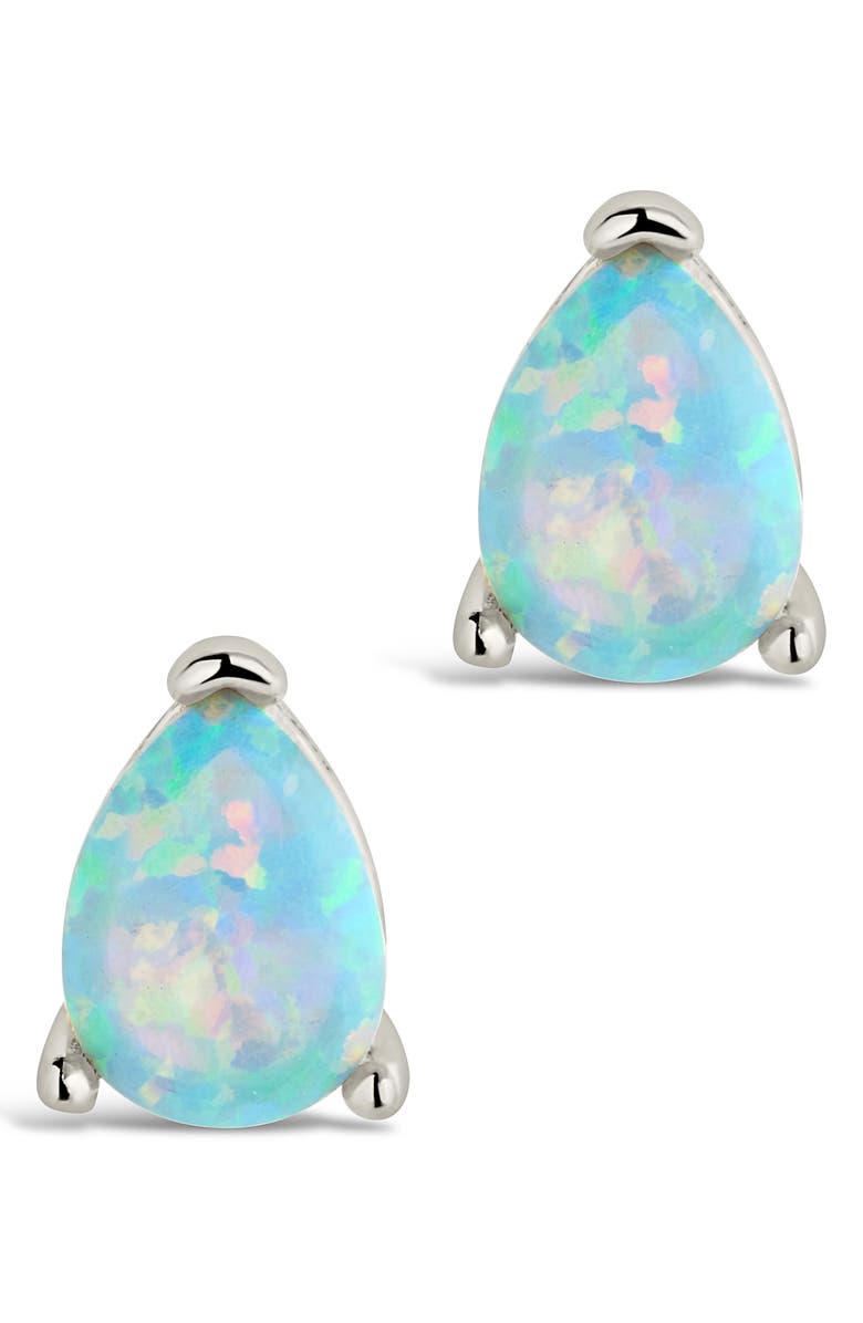 Sterling Forever Isla Created Opal Stud Earrings, Main, color, 