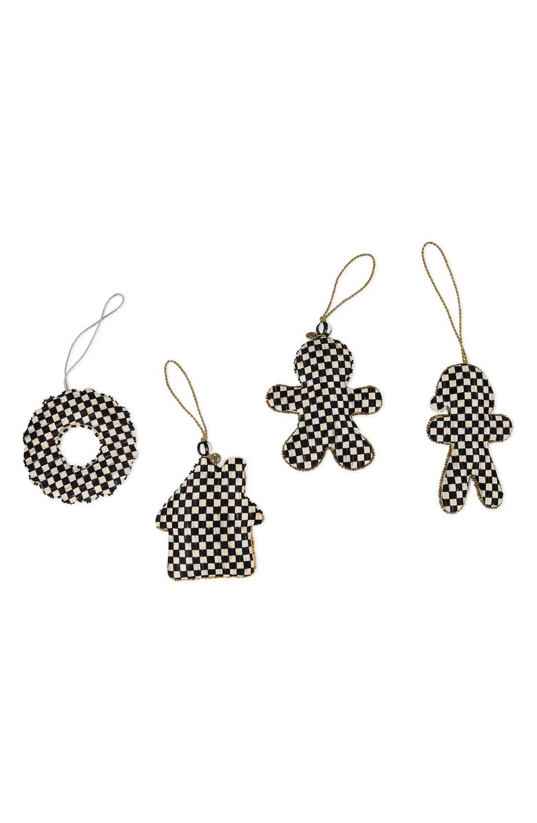 MACKENZIE CHILDS Set of 4 Beaded Gingerbread Ornaments, Alternate, color, Brown