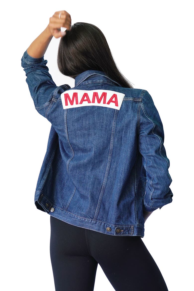 Ingrid & Isabel® Mama Denim Maternity Jacket, Alternate, color, DARK DENIM WASH