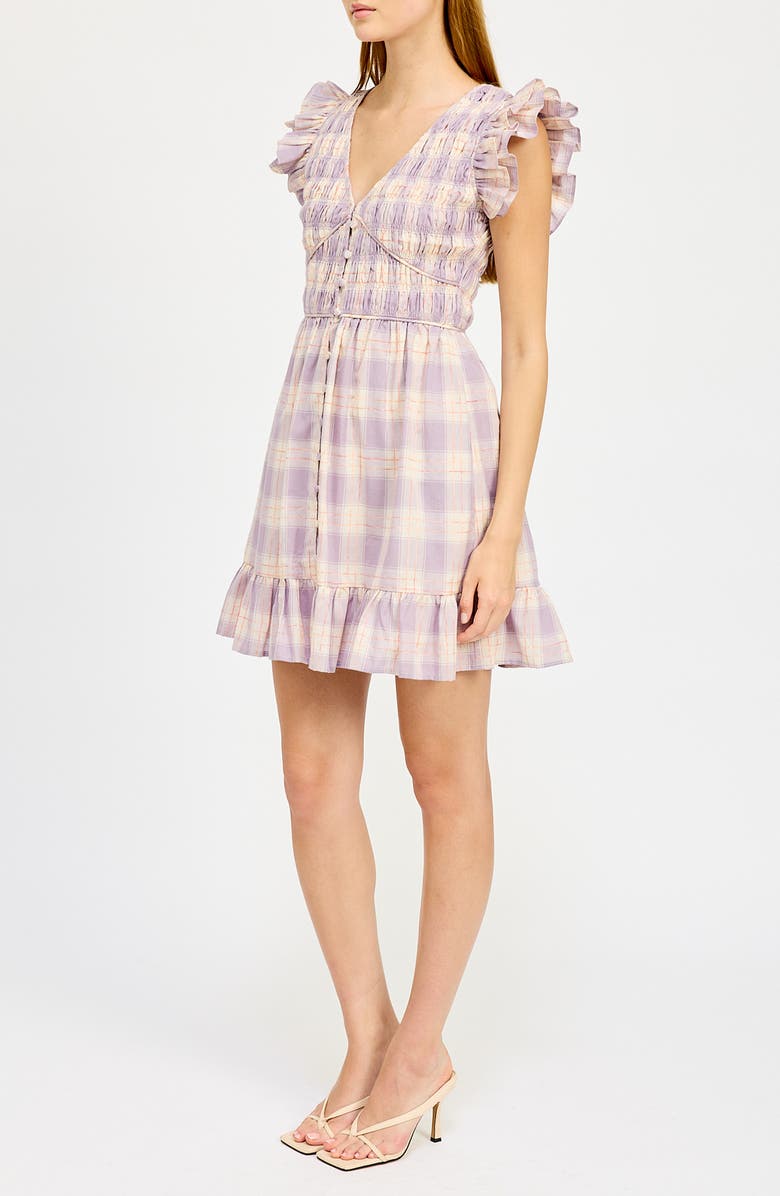 En Saison Savoy Plaid Cotton Mini Sundress, Alternate, color, 