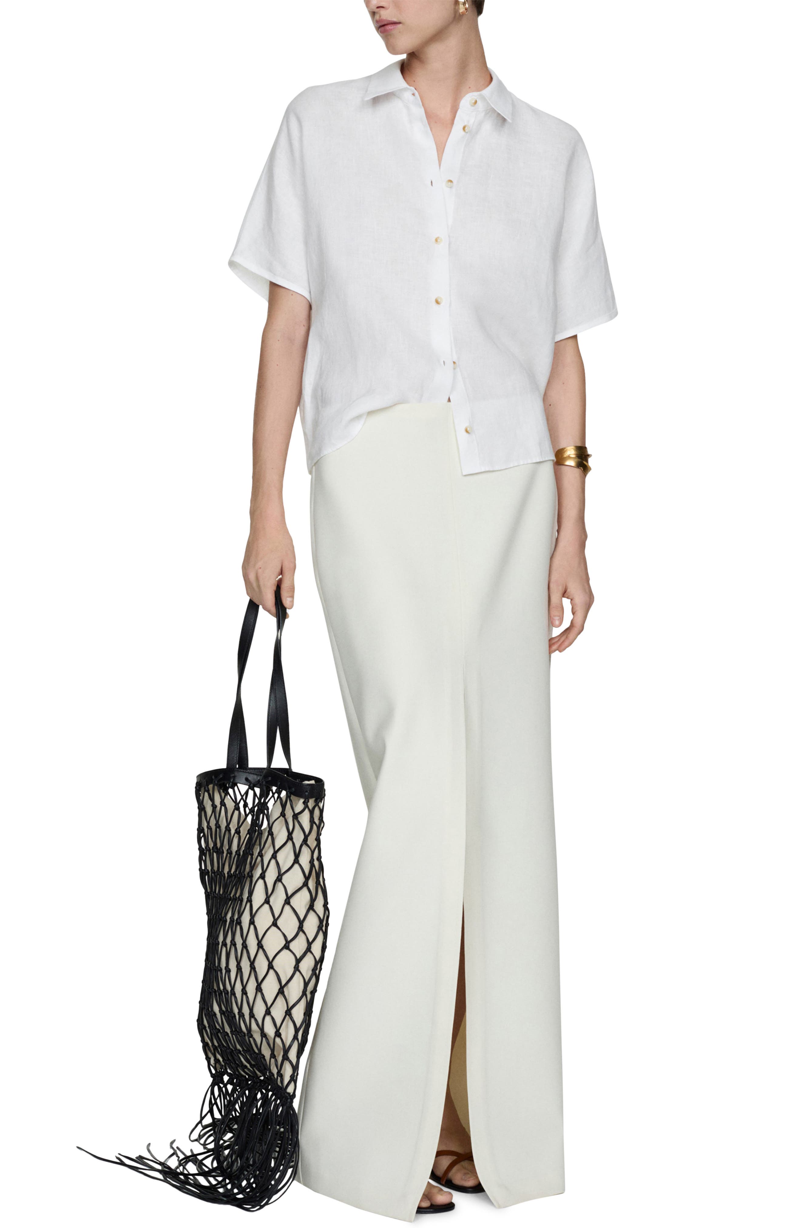 Short Sleeve Linen Button-Up Shirt - image 2