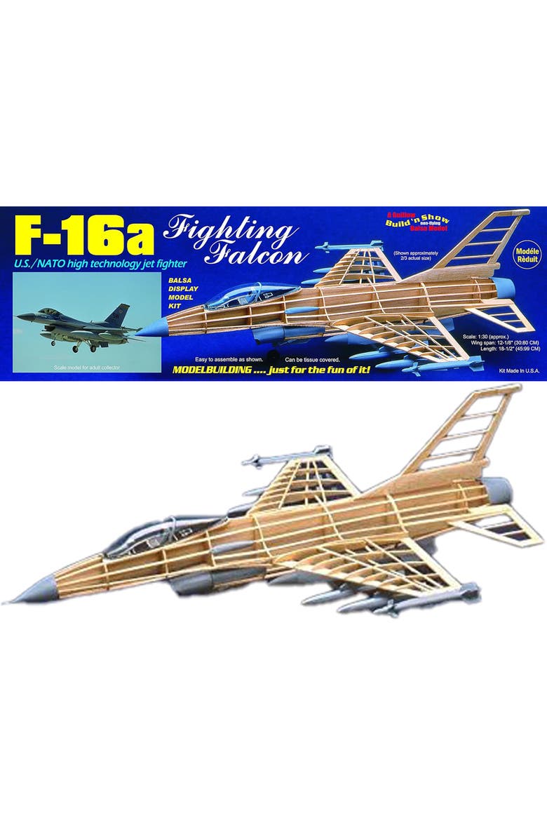 Guillow's F16 Fighting Falcon Model Kit, Small, Alternate, color, Multicolored