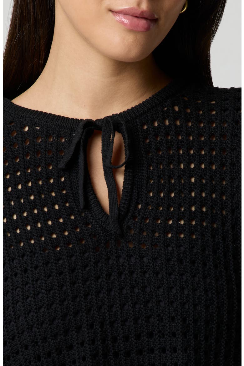 Keyhole Open Knit Crop Sweater, Alternate, color, BLACK