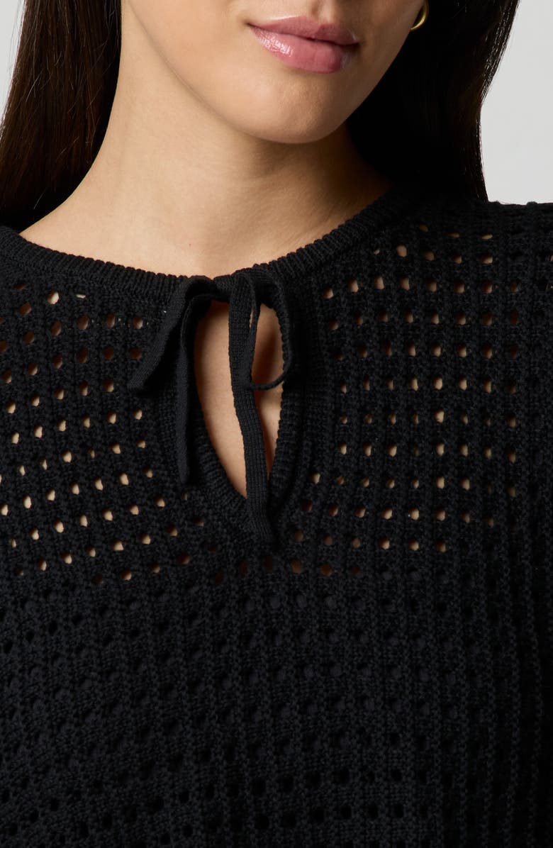 Florence by Mills Keyhole Open Knit Crop Sweater, Alternate, color, Black