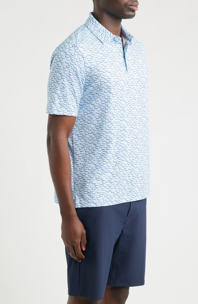 Johnston & Murphy XC+<sup>™</sup> Ace Geo Print Performance Golf Polo, Alternate, color, Light Blue Water Monster
