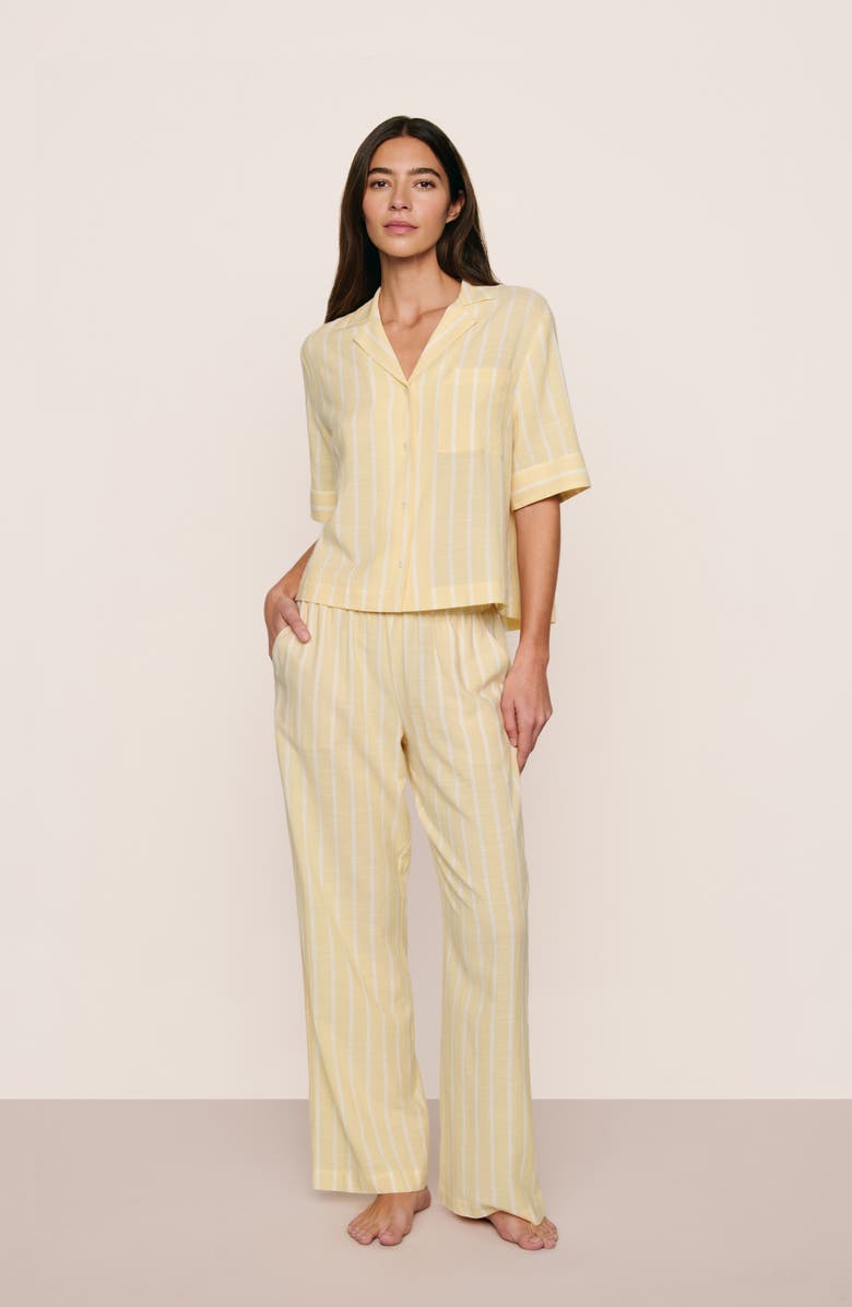 Eberjey Nautico Stripe Pajamas, Alternate, color, Classic Stripe Sunbeam/ Ivory