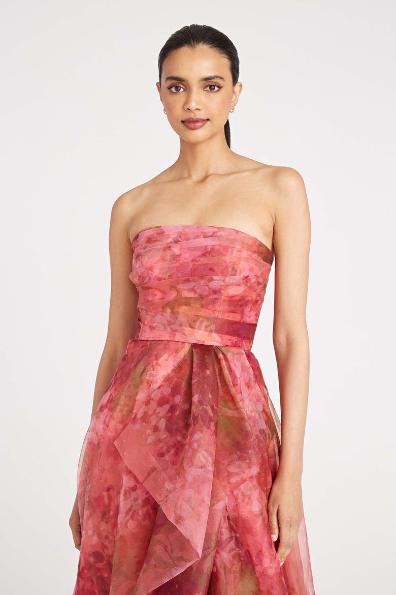 Fahreta Strapless Organza Gown, Alternate, color, Printed Wisteria