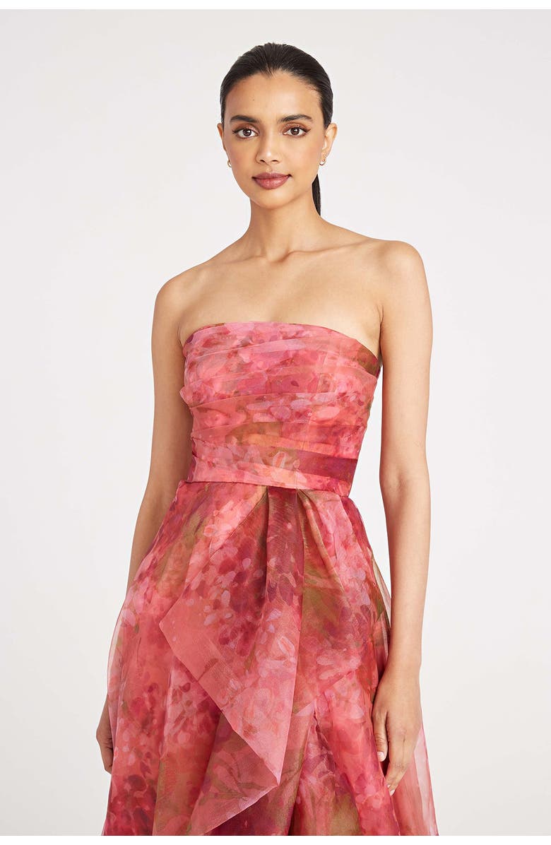 Theia Fahreta Strapless Organza Gown, Alternate, color, Printed Wisteria