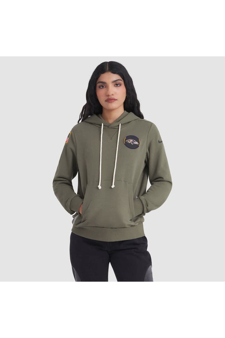 Women's Nike Olive Baltimore Ravens 2025 Salute to Service Sideline Standard Issue Dri-FIT Hoodie, Main, color, Olive