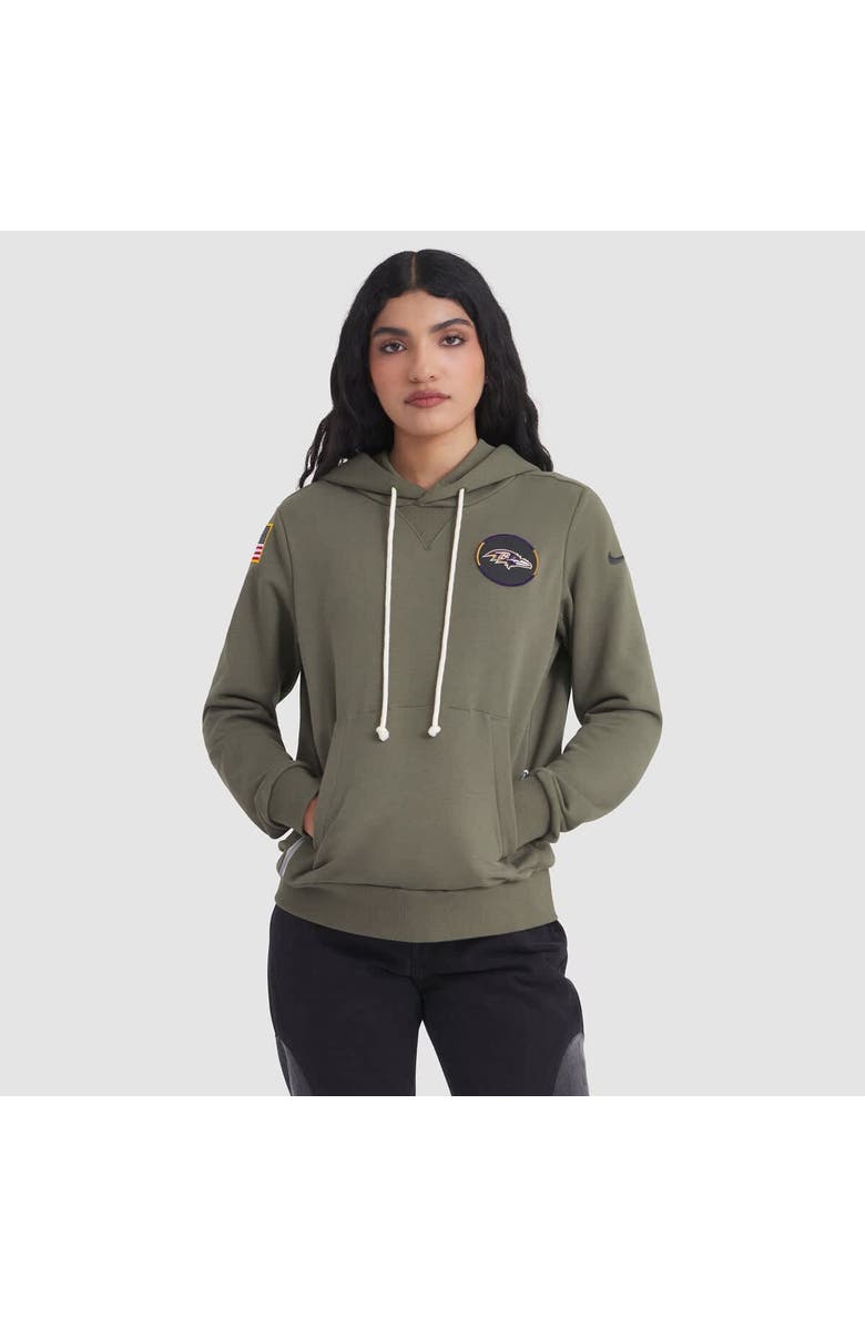 Nike Women's Nike Olive Baltimore Ravens 2025 Salute to Service Sideline Standard Issue Dri-FIT Hoodie, Main, color, Olive